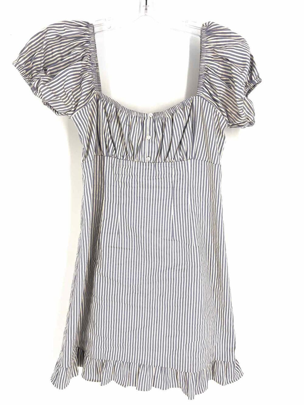 Nicole Miller Collection Size 6 Blue/Beige Stripe Ruffle Hem NEW Designer Dress